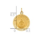 14k Polished and Satin Solid Miraculous Medal Round Charm - Image 3