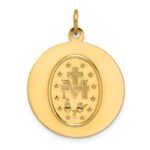 14k Polished and Satin Solid Medium Miraculous Medal Round Pendant - Image 4