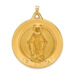 14k Polished and Satin Solid Extra Large Spanish Milagrosa Medal Round Pendant