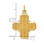 14k Polished and Satin Solid Small 4-Way Medal Pendant - Image 4