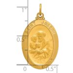 14k Polished and Satin Solid Oval St. Joseph Medal Pendant - Image 4
