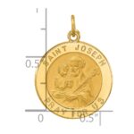 14k Polished and Satin Solid Small Round St. Joseph Medal Pendant - Image 3
