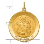 14k Polished and Satin Solid Large Round St. Joseph Medal Pendant - Image 4