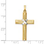 14k and White Rhodium Hollow Polished Center -X- Cross Pendant - Image 3