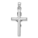 14k White Gold Hollow Crucifix Pendant - Image 3