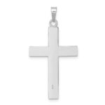 14k White Gold Polished Solid Striped Double Cross Pendant - Image 4