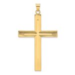 14k Polished and Line Design Solid Cross Pendant