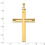14k Polished and Line Design Solid Cross Pendant - Image 3