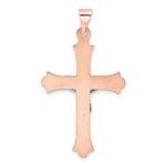 14k Rose and White Gold Polished Fleur de Lis INRI Hollow Crucifix Pendant - Image 4