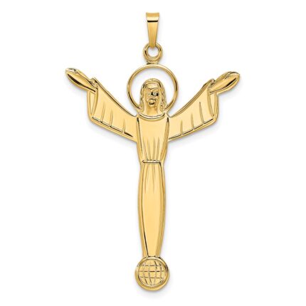 14k Polished Solid Risen Christ Pendant