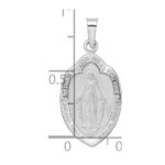 14k White Gold Polished and Satin Solid Miraculous Medal Pendant - Image 3