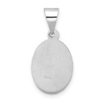 14k White Gold Polished and Satin Hollow St Anthony Medal Small Oval Pendant - Image 4