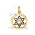 14k Polished Blue Enameled Solid Star of David in Circle Pendant - Image 3
