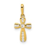 14K Polished CZ Cross Pendant