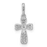 14K White Gold CZ Cross Pendant - Image 4