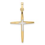 14k Two-tone Polished Solid Double Cross Pendant