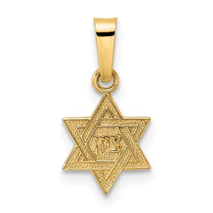 14k Polished and Textured Solid Star of David Pendant