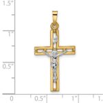 14k Two-tone Polished Solid INRI Crucifix Pendant - Image 3