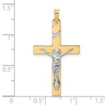 14k Two-tone Polished Solid INRI Crucifix Pendant - Image 3