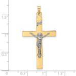 14k Two-tone Polished Solid INRI Crucifix Pendant - Image 3
