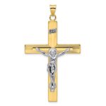 14k Two-tone Polished Solid INRI Crucifix Cross Pendant