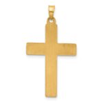 14k Polished and Textured Floral Cross Pendant - Image 3