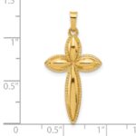 14k Polished Hollow Beaded Edge Passion Cross Pendant - Image 4