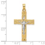 14k Two-Tone Hollow INRI Crucifix Pendant - Image 4