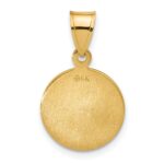 14k Polished and Satin Solid Sacred Heart of Jesus Round Medal Pendant - Image 3