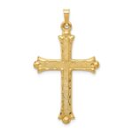 14k Hollow Fleur De Lis Cross Pendant