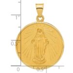 14k Polished and Satin Solid Miraculous Medal Plain Back Round Pendant - Image 4