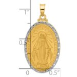 14K and White Rhodium Polished and Satin Solid Miraculous Medal Oval Pendant - Image 4