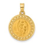 14K Polished and Satin Hollow Our Guardian Angel Medal Pendant
