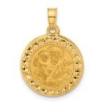 14K Polished and Satin Hollow St. Joseph Medal Round Pendant