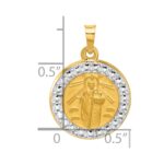 14K with White Rhodium Polished and Satin Hollow St. Jude Thaddeus Medal Round Charm - Image 4