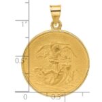 14k Polished and Satin Solid Large St. Michael Medal Round Pendant - Image 4