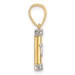 14k with White Rhodium Polished Mezuzah with Shin Pendant - Image 2