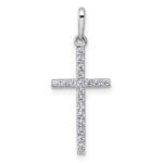 14k White Gold Polished CZ Latin Cross Pendant