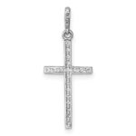 14k White Gold Polished CZ Latin Cross Pendant - Image 3