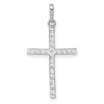 14k White Gold Polished CZ Latin Cross Pendant - Image 3