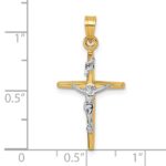 14k with White Rhodium Polished INRI Crucifix Cross Pendant - Image 4