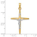 14k with White Rhodium Polished INRI Crucifix Cross Pendant - Image 4