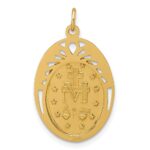 14k Polished and Satin Semi-solid Miraculous Medal in Frame Oval Pendant - Image 3