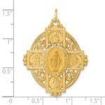 14k Polished Miraculous Medal and Four-way Cross in Filigree Oval Pendant - Image 4