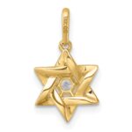14k Polished Black and White Enameled and CZ Star of David Charm / Pendant - Image 3