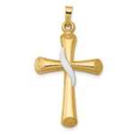 14K Two-Tone Hollow Cross with Drape Pendant