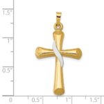14K Two-Tone Hollow Cross with Drape Pendant - Image 3