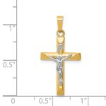 14k Two-tone INRI Hollow Crucifix Pendant - Image 3