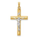 14k Two-tone INRI Hollow Crucifix Pendant