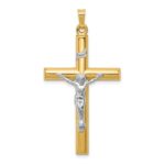 14k Two-tone INRI Hollow Crucifix Pendant